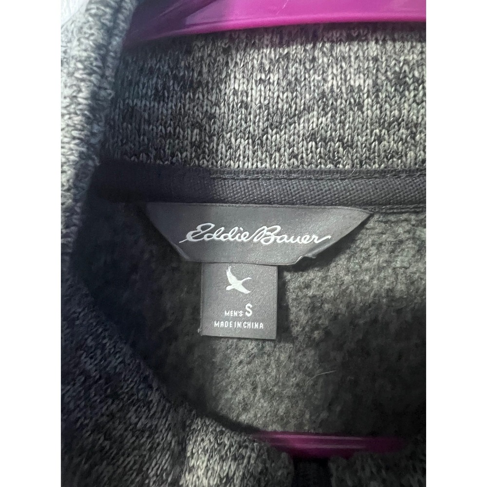 Eddie Bauer Fleece Jacket Mens S Gray Full Zip Marled Knit - Picture 4 of 8